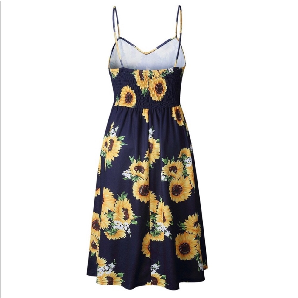 NEW Navy/Yellow Sunflower Print Sundress - Picture 3 of 10
